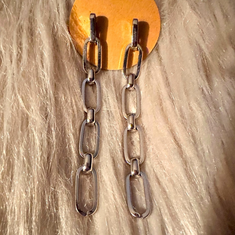 Silver chain link earrings